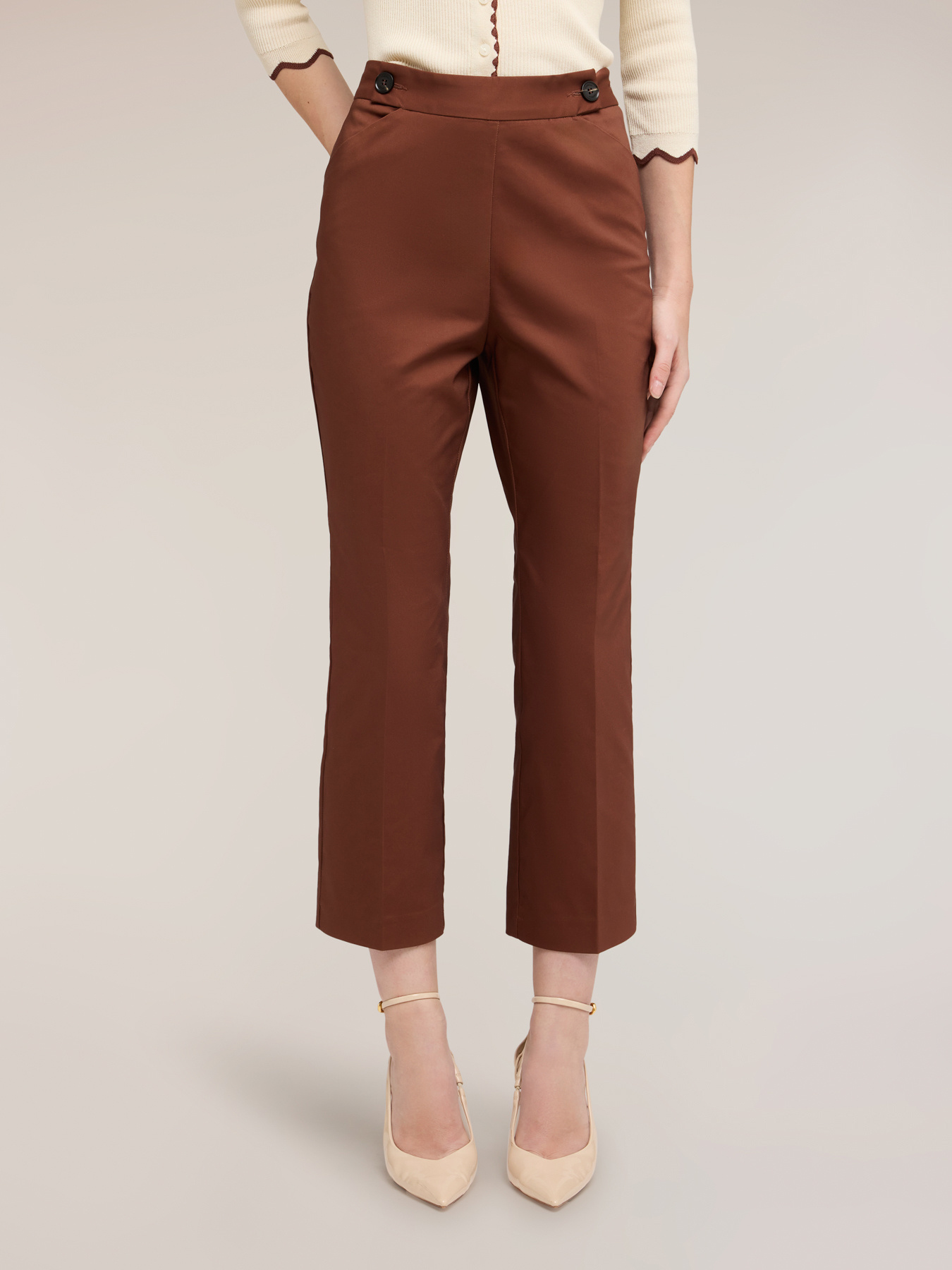 Kick flare trousers in technical cotton image number 0