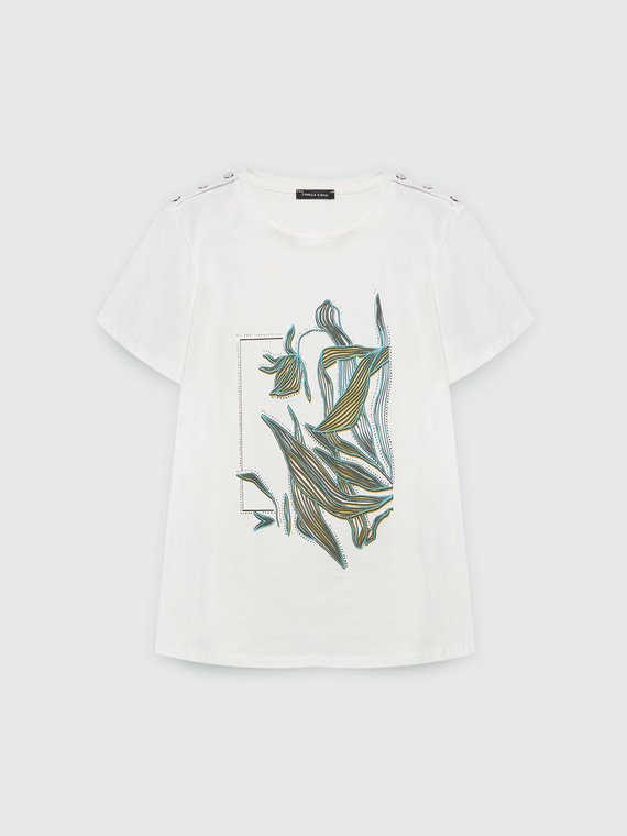 T-shirt with print and crystals