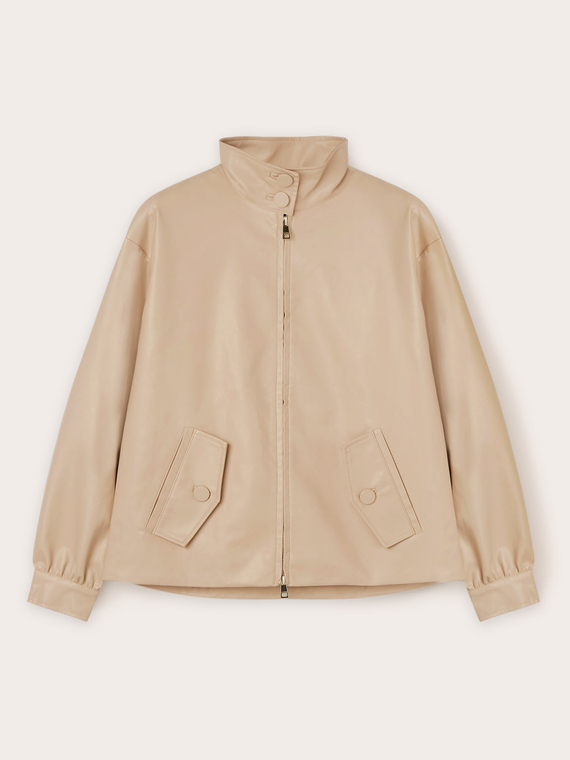 Nappa-effect coated fabric bomber jacket