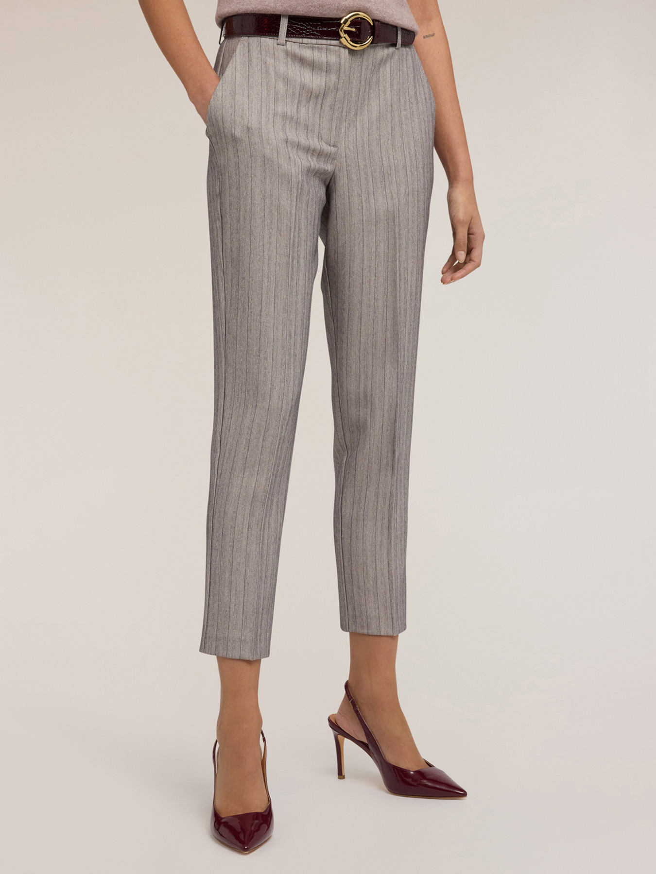 Regular pinstripe trousers image number 0