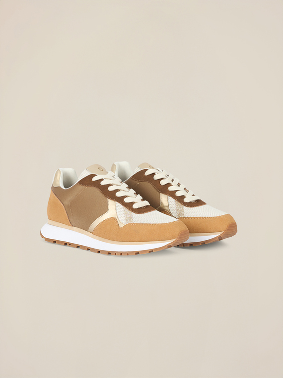 Flatform sneakers in mixed materials