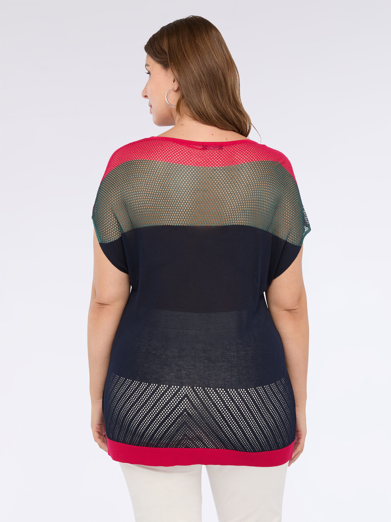 Durchbrochener Pullover in Colorblock-Optik image number 6