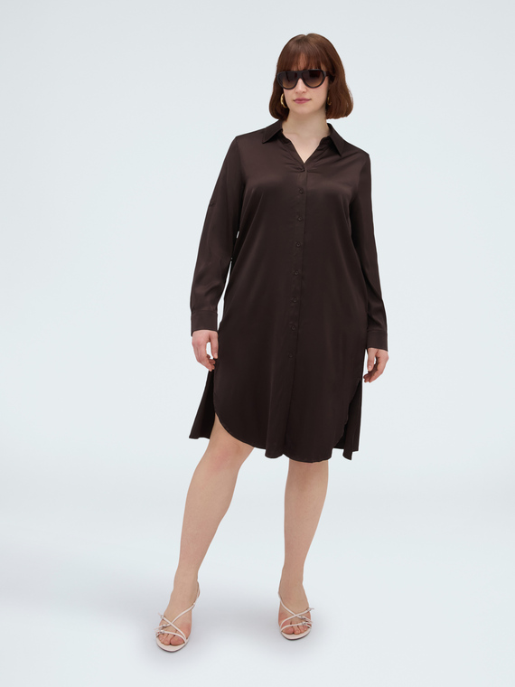 Vestido Power camisero en raso de viscosa