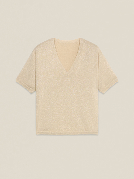 Maglia lurex con scollo a V