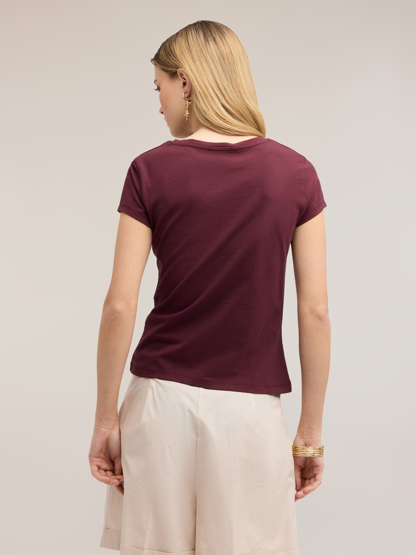 T-shirt with asymmetric side draping image number 1