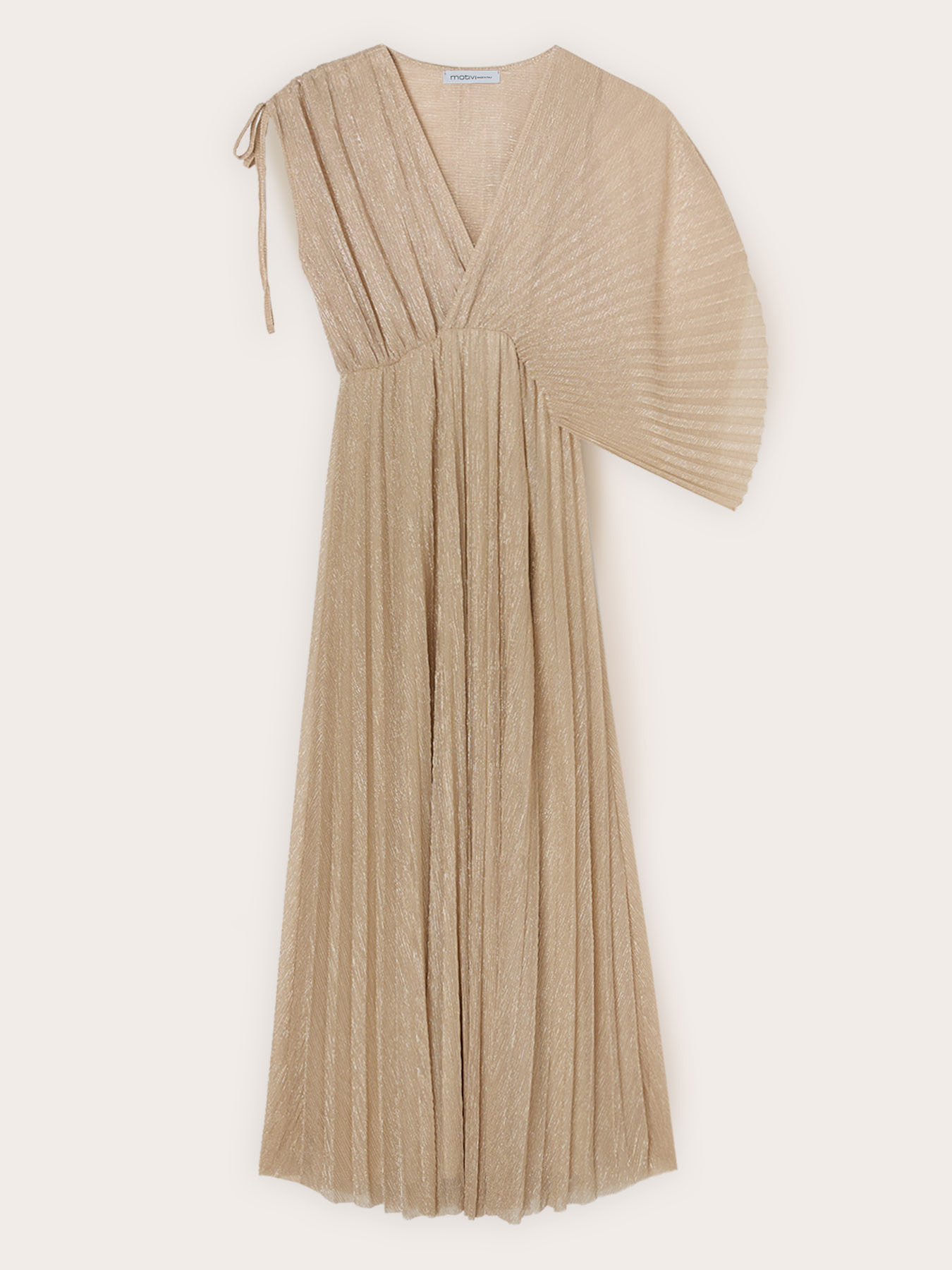 Metallic pleated long dress image number 4