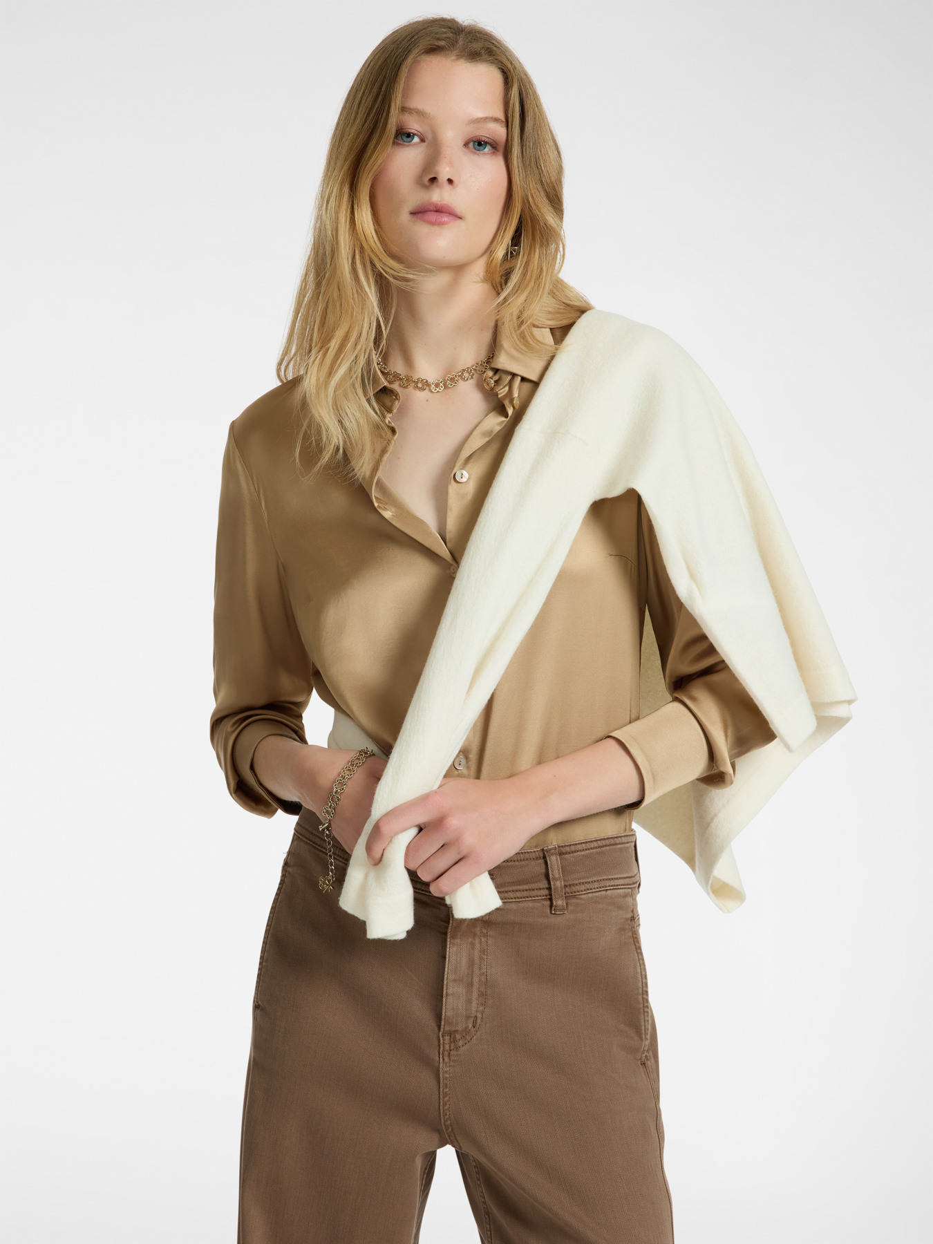 Stretch satin shirt image number 0