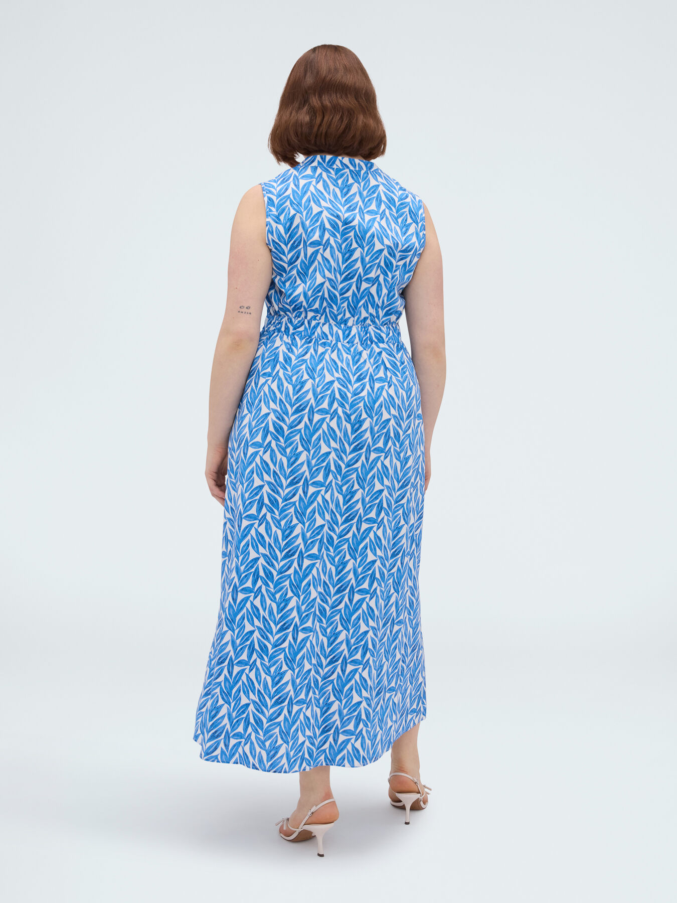 Vestito foliage lungo in cotone image number 1