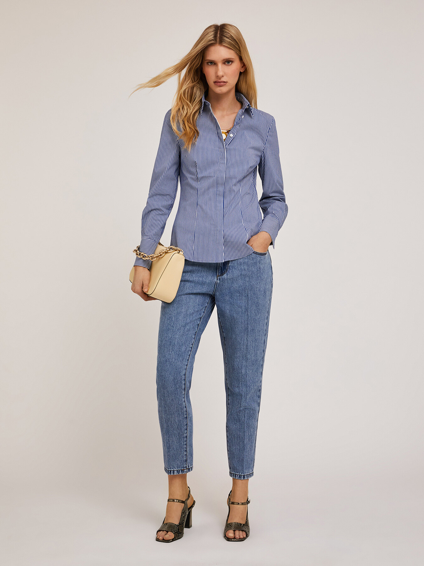 Camicia in popeline a righe image number 0