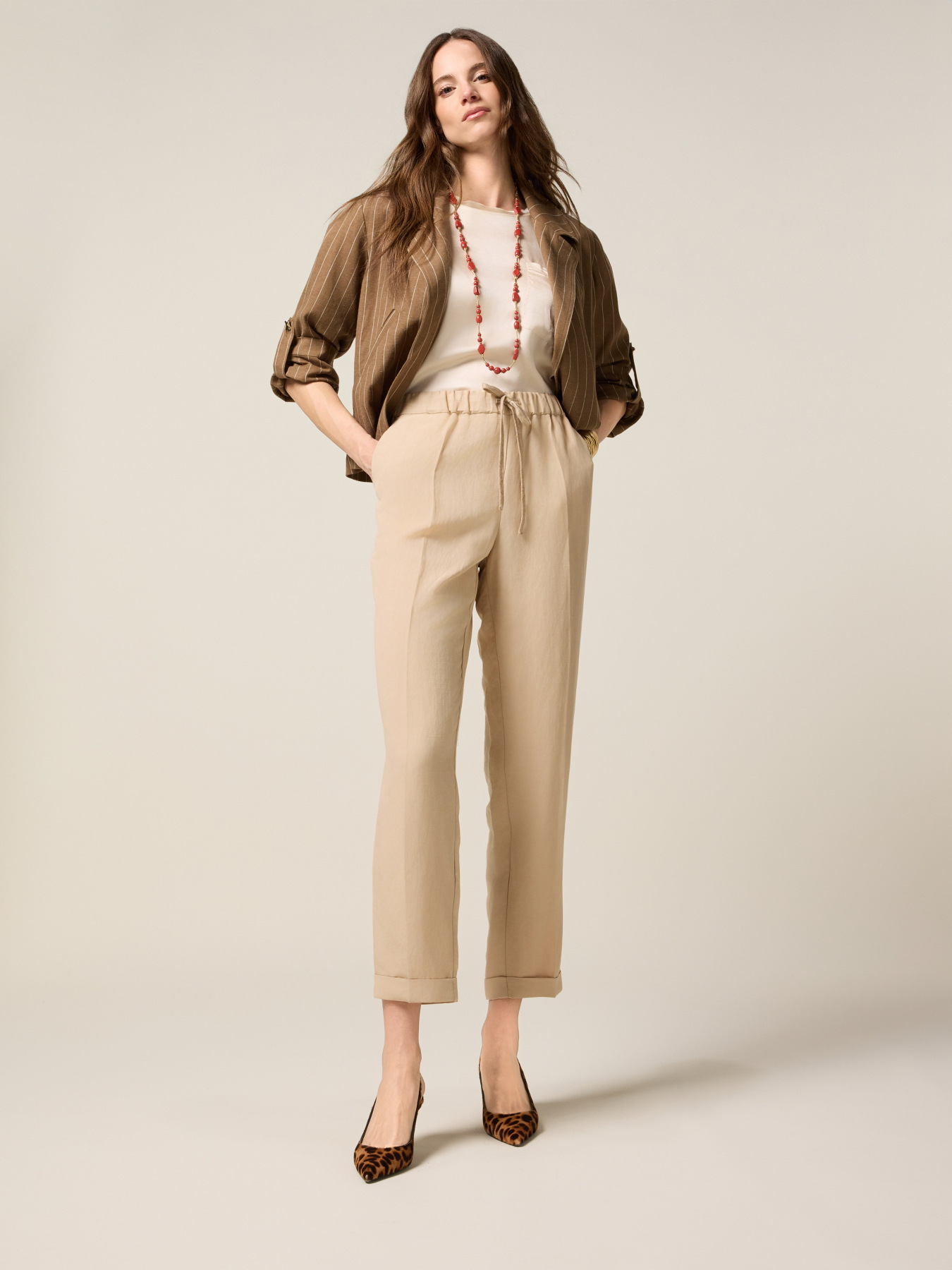 Linen blend chinos image number 0