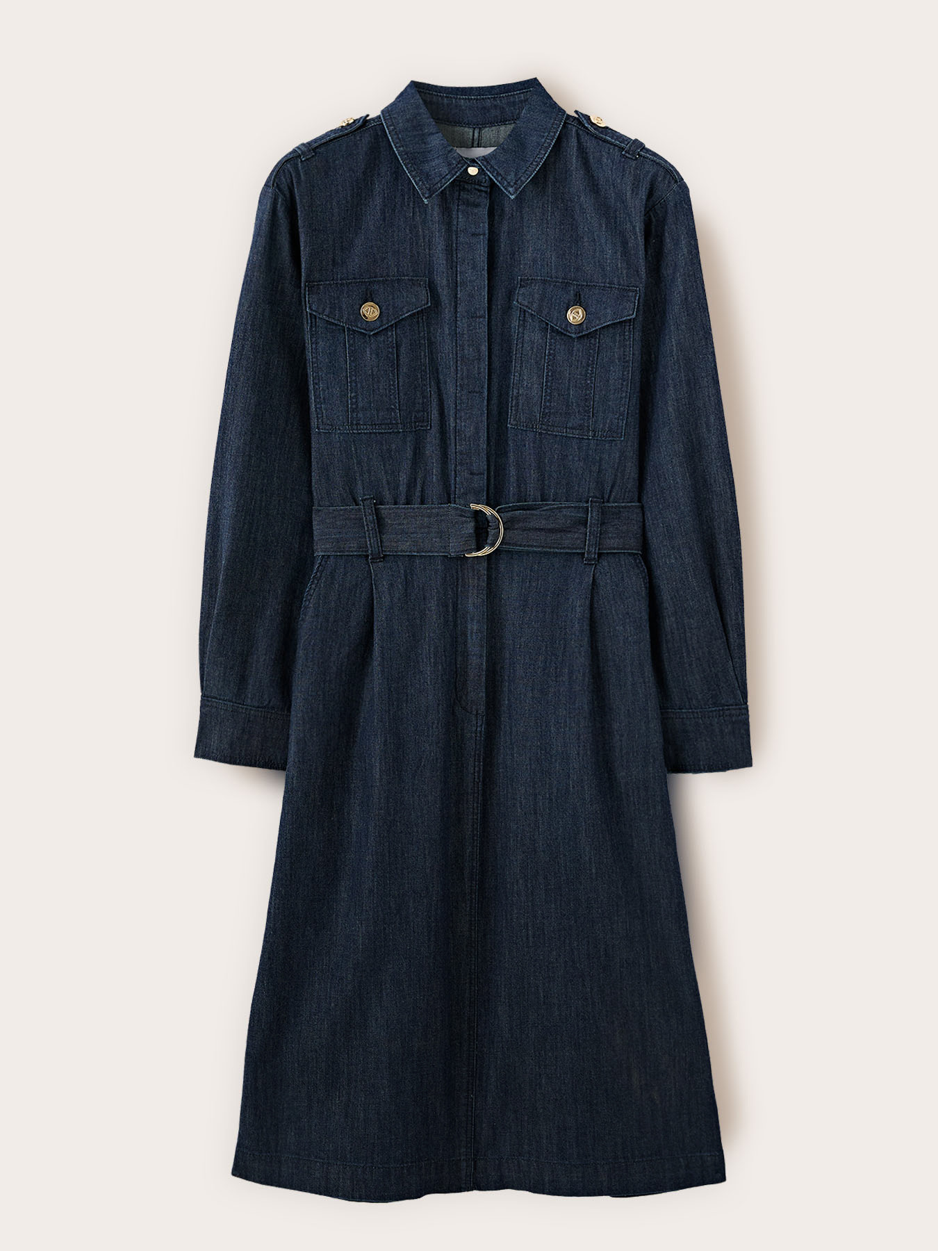 Denim shirt dress with belt image number 4