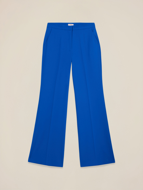 Wide-leg palazzo pants in crepe fabric