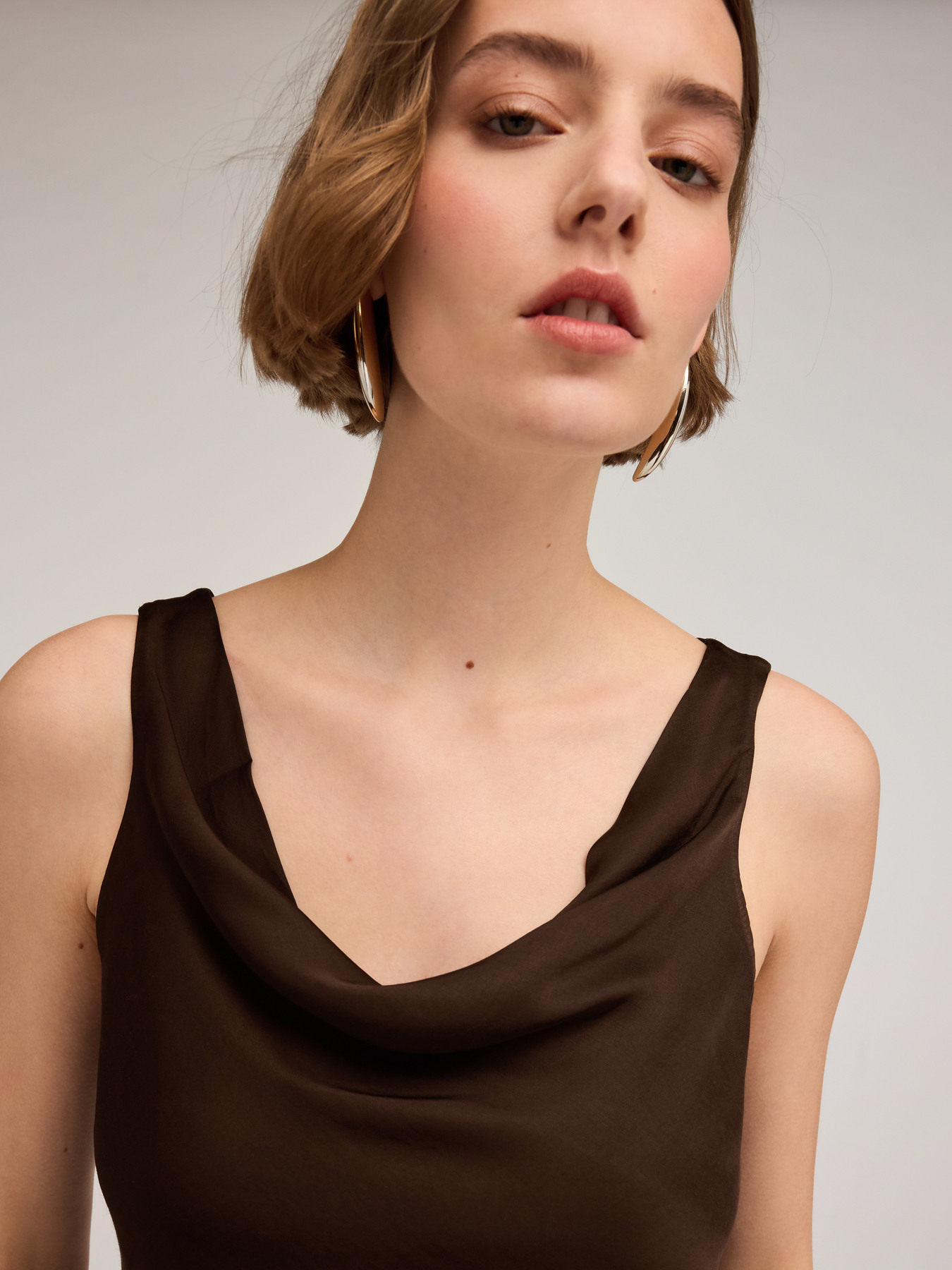 Satin top with cowl neck image number 0
