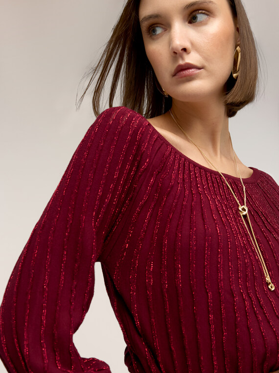 Maglia a righe lurex e maniche balloon