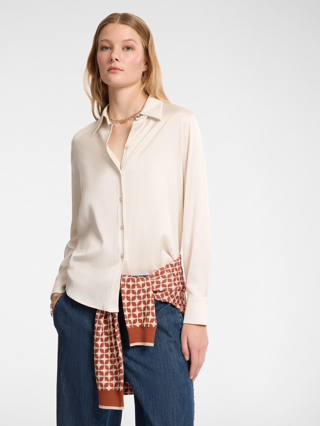 Stretch satin shirt image number 0