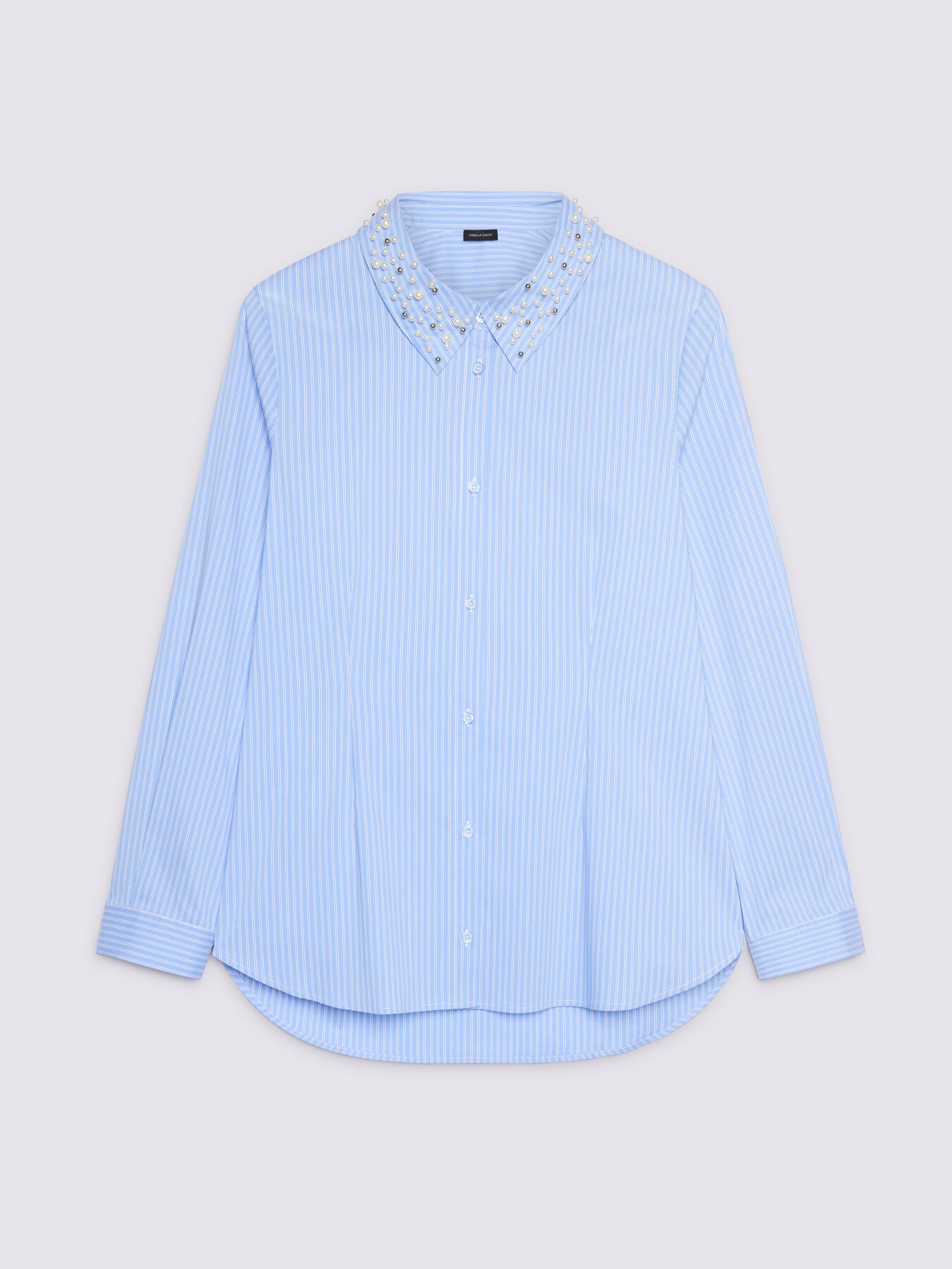 Striped cotton shirt with precious collar image number 4