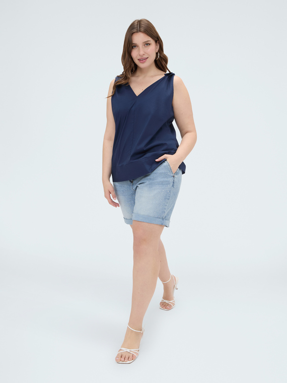 Cotton top with bow knots on the shoulders