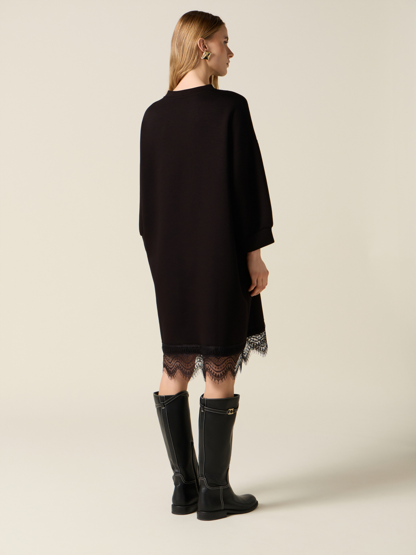 Vestito in tessuto scuba e pizzo image number 1