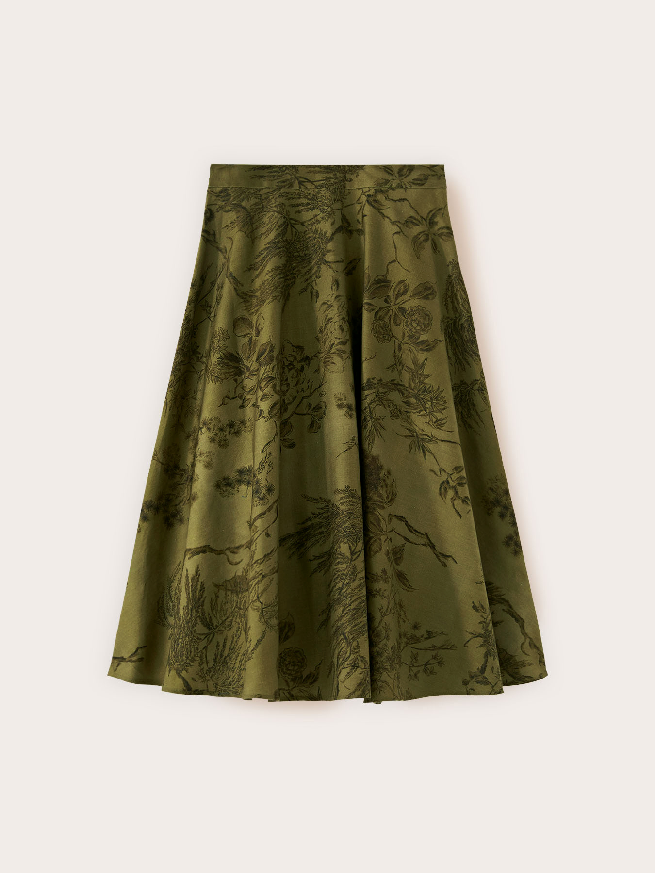 Midi flared skirt with botanical print image number 4