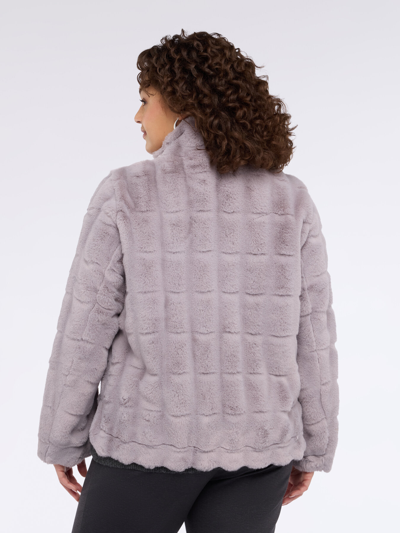 Plush effect jacket with high collar image number 2