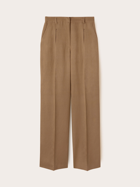 Pantalon large à plis en lin de viscose