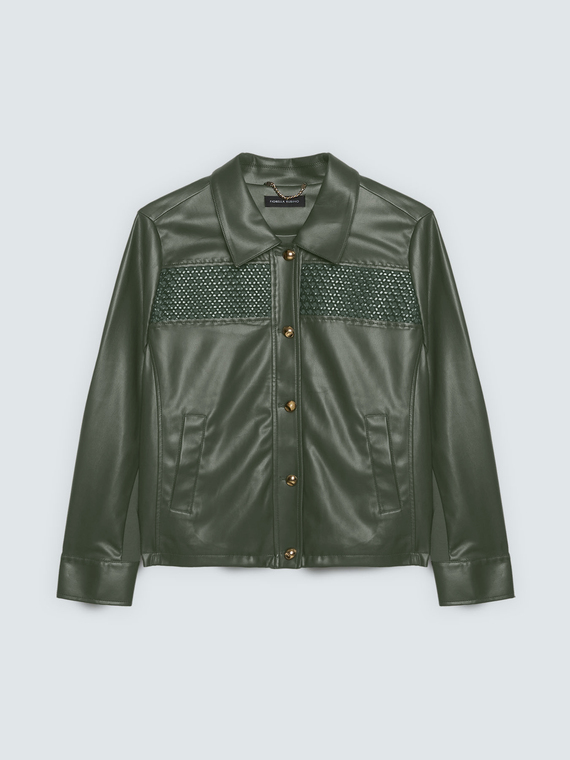 Bikerjacke mit geflochtenem Einsatz