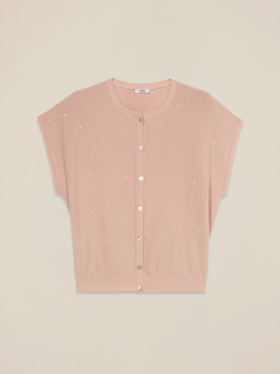 Cardigan corto con paillettes