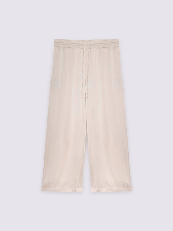Pantalon jambe large en satin stretch