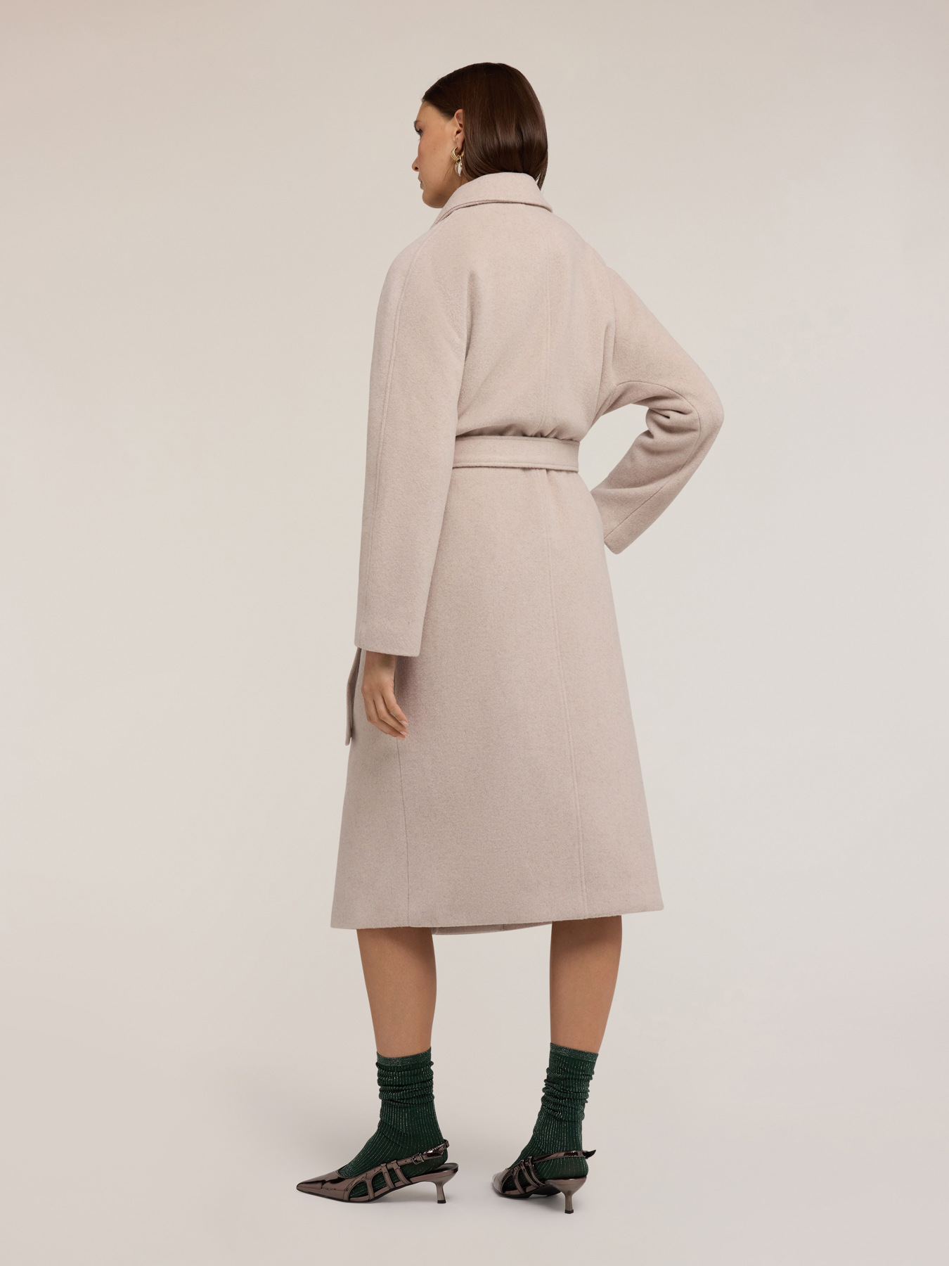 Double-breasted coat in wool blend drap image number 1