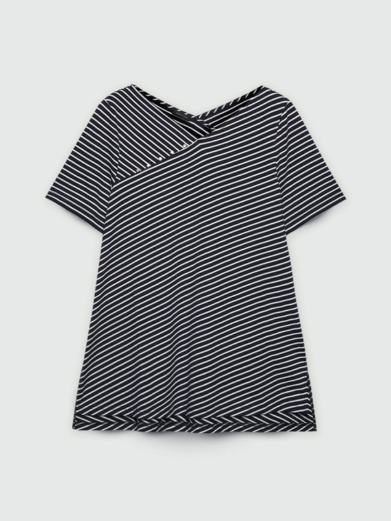 Gestreiftes T-Shirt mit Strass