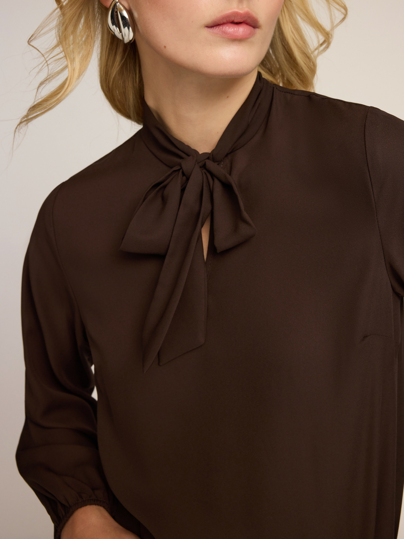 Georgette blouse with bow image number 2