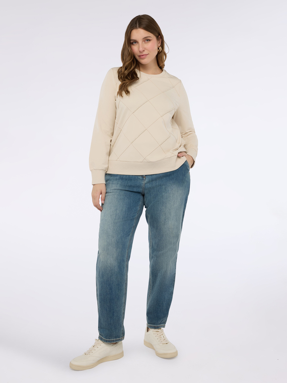 Sweat-shirt avec travail losanges et perles