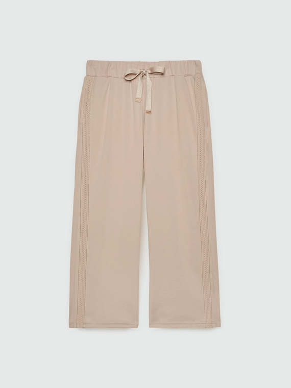 Cropped-Joggers mit Spitzenbordüren