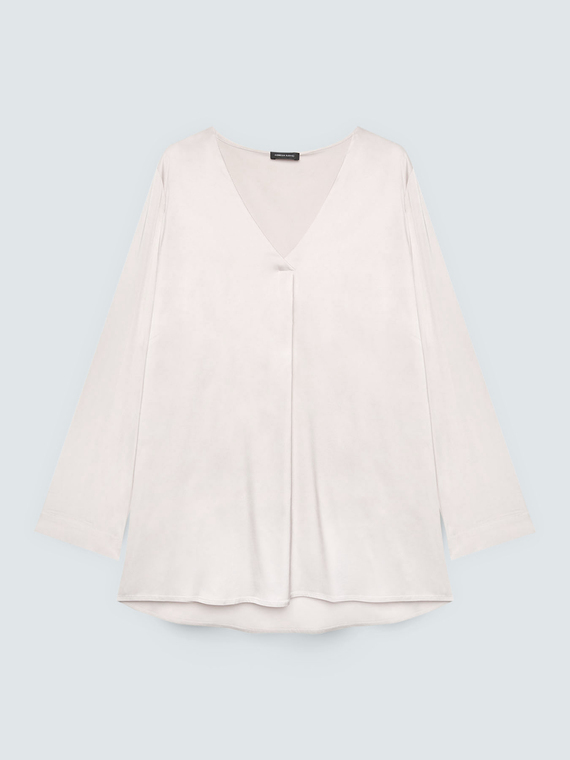 Blusa scollo a V in raso di viscosa