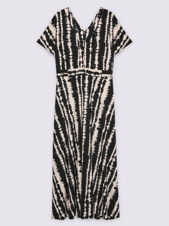Langes Kleid mit Batik-Print