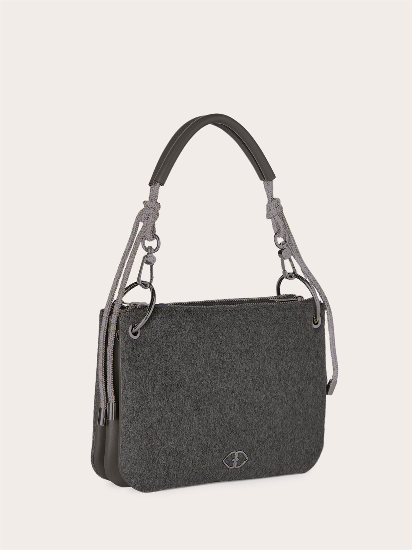 Borsa twins in tessuto spalmato e panno image number 3