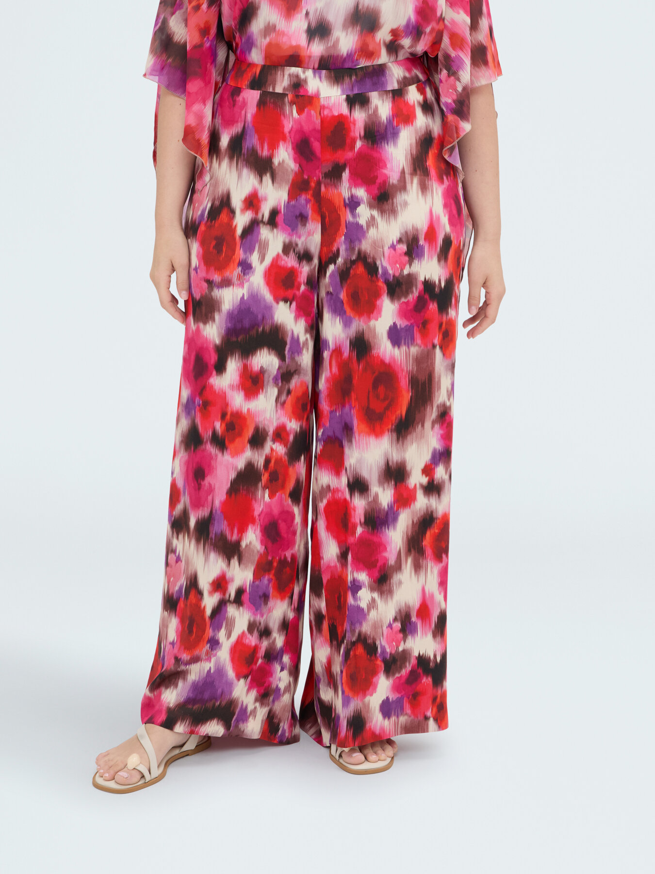 Palazzo pants in viscose satin image number 0