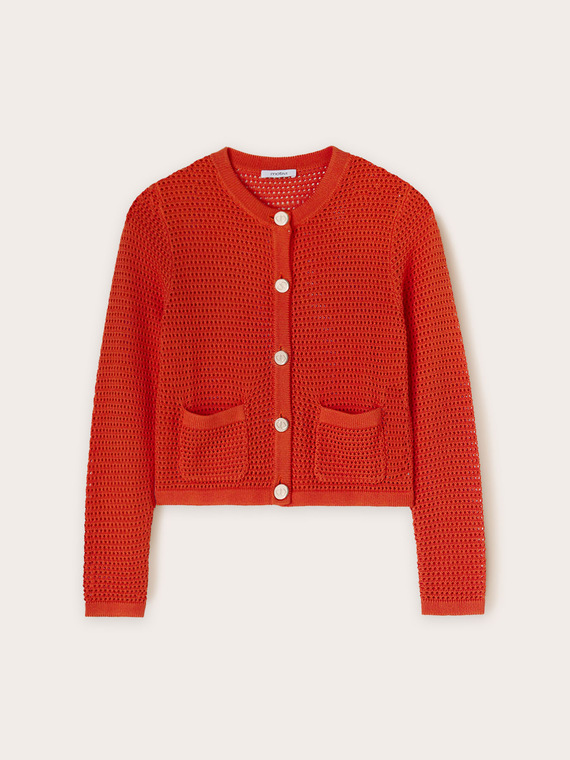 Cardigan in maglia traforata