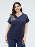 T-Shirt aus Baumwolle mit Blumenapplikation image number 2