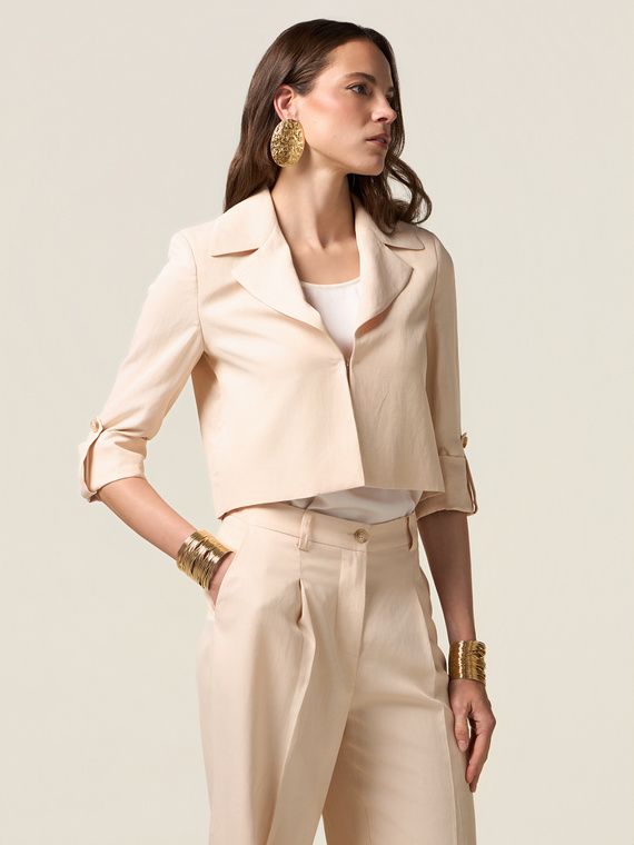 Giacca cropped misto lino