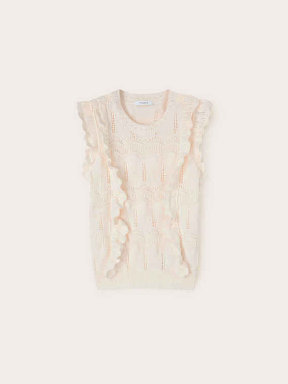 Knitted top with ruffles