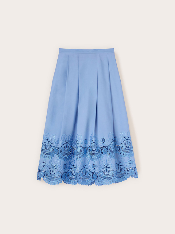 Fustă plisată cu broderie din dantelă sangallo