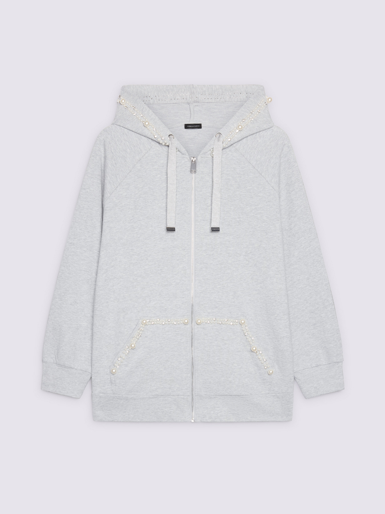 Open sweatshirt with pearls and rhinestones image number 4