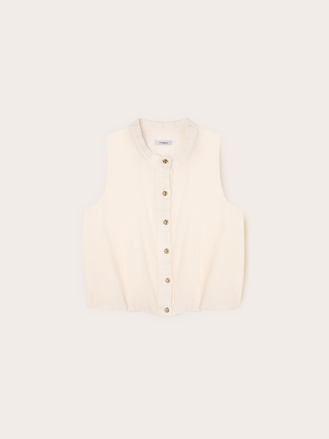 Top misto lyocell con bordi in maglia image number 4