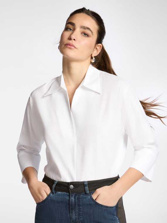 Camicia in popeline maniche tre quarti