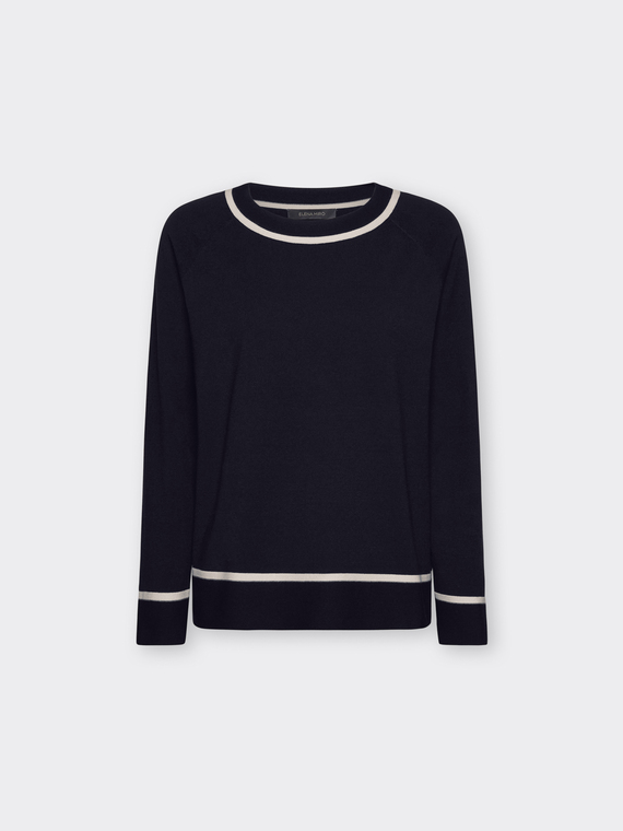 Gestreifter Rundhals-Strickpullover