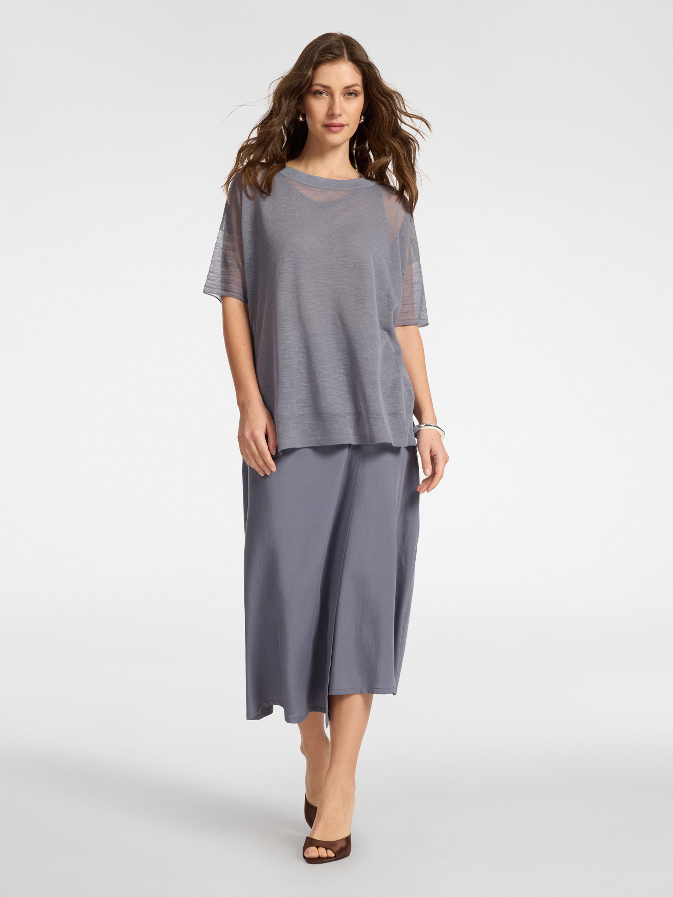 Asymmetric midi skirt in lyocell image number 0