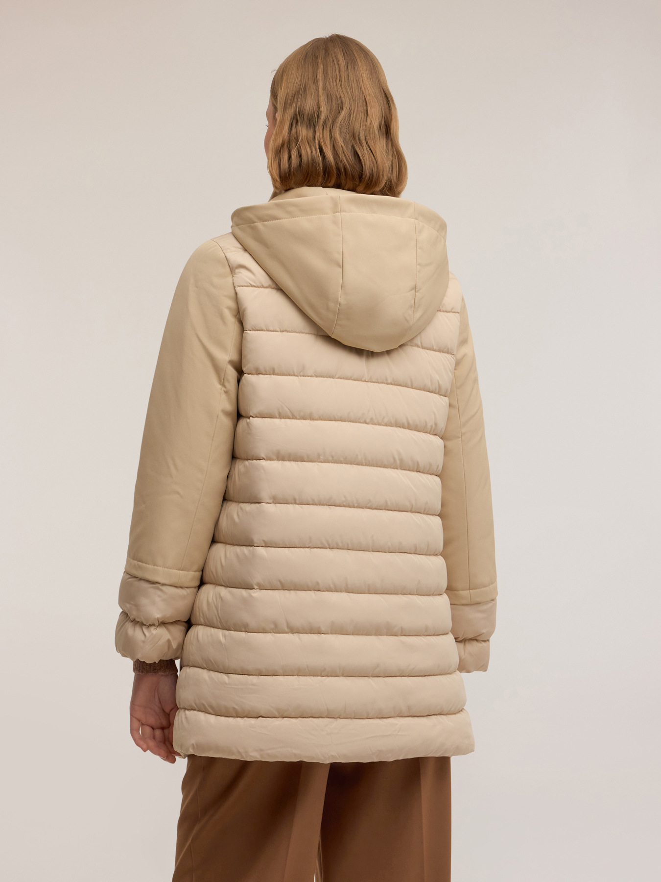 Down jacket with removable hood image number 1