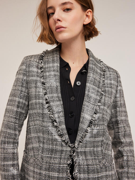 Veste à carreaux en tweed avec paillettes