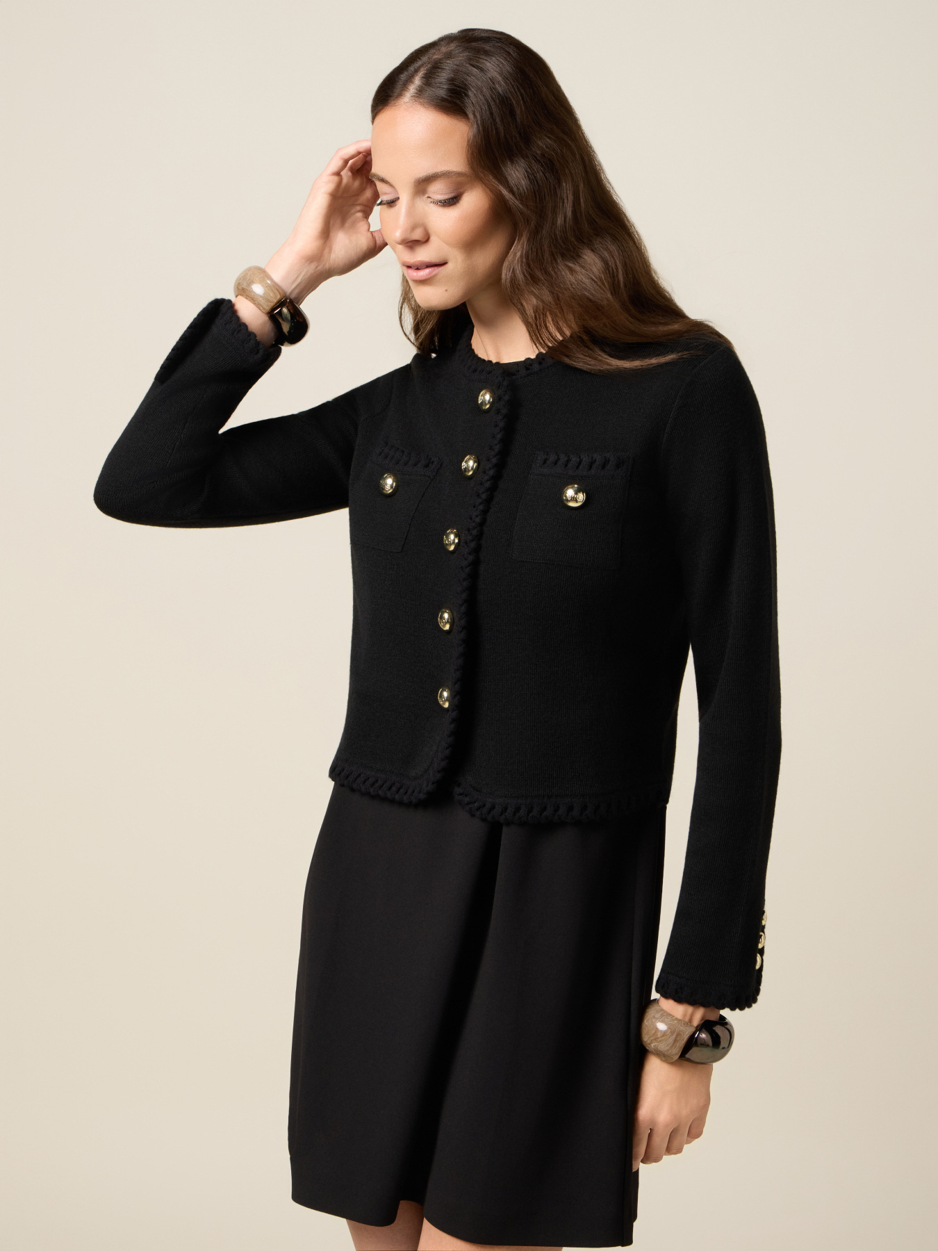 Giacca in maglia con bordi lavorati image number 0